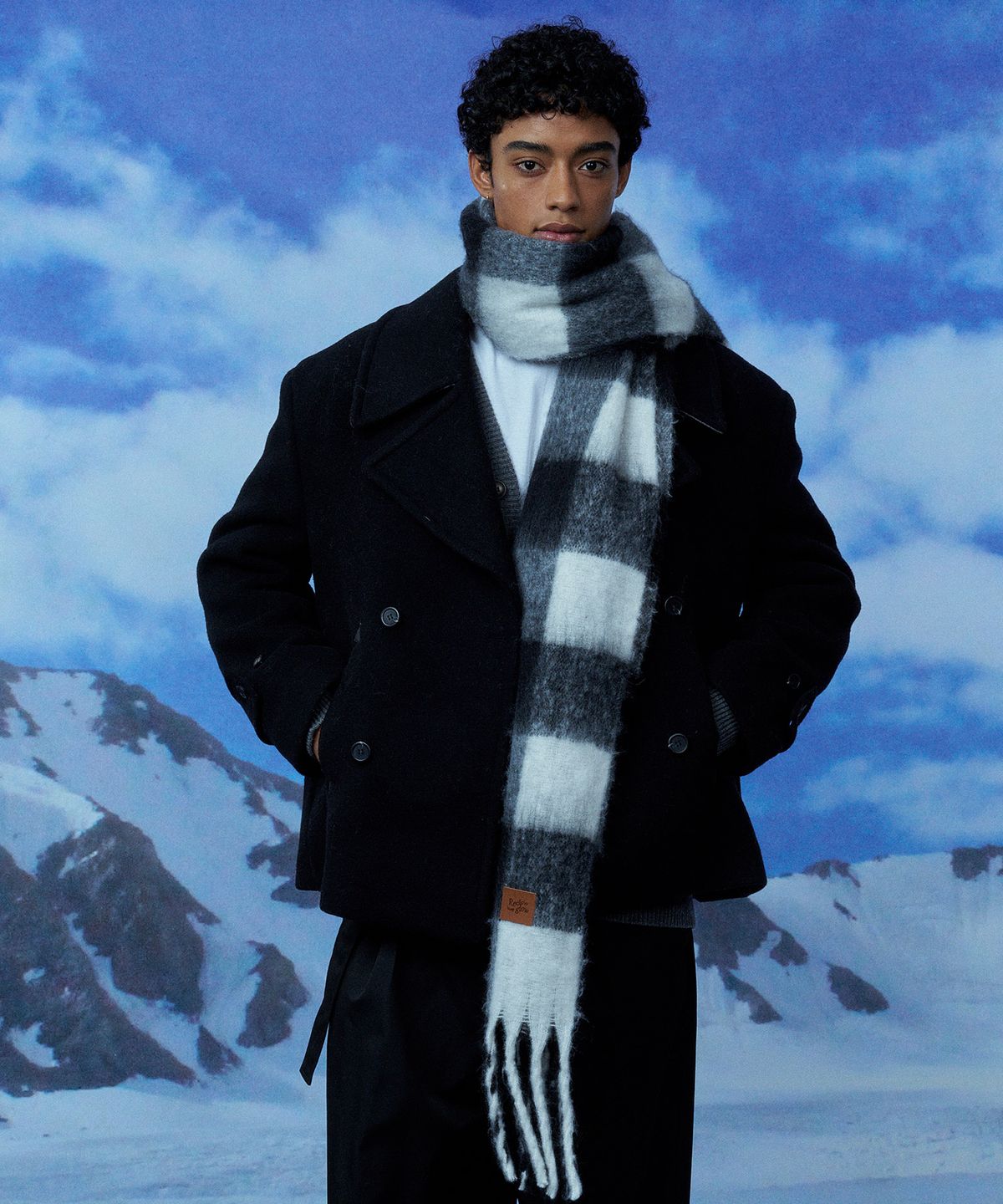 리끌로우(RECLOW) RC SNOW CHECK 머플러 BLACK