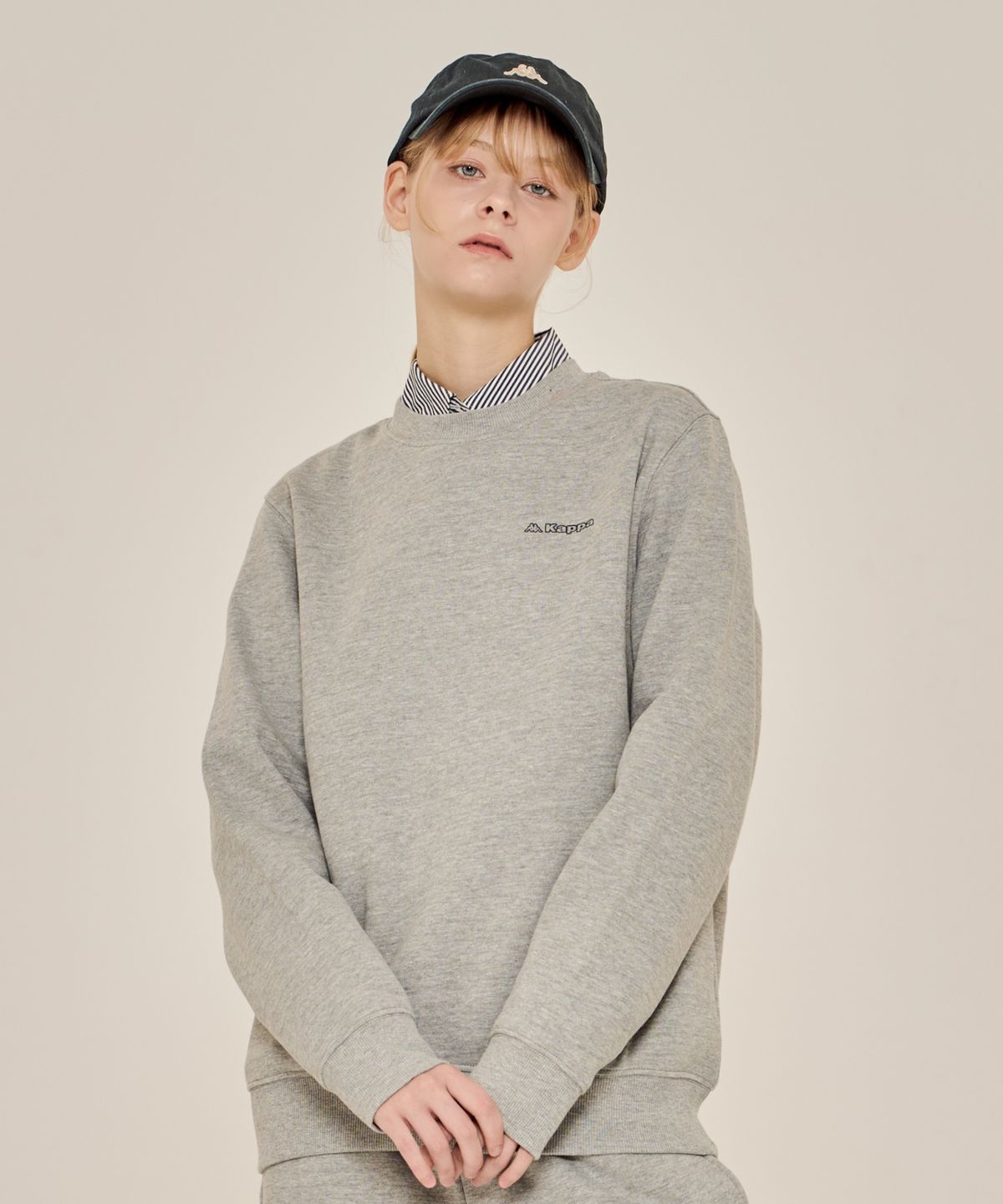 카파(KAPPA) 에센셜 기모 맨투맨 유니 멜란지그레이