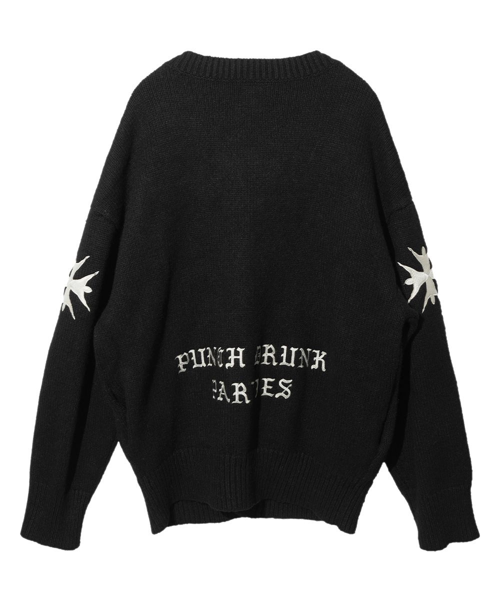 MUSINSA公式 | PUNCH DRUNK PARTIES PP Embroidered Cardigan (BLACK)