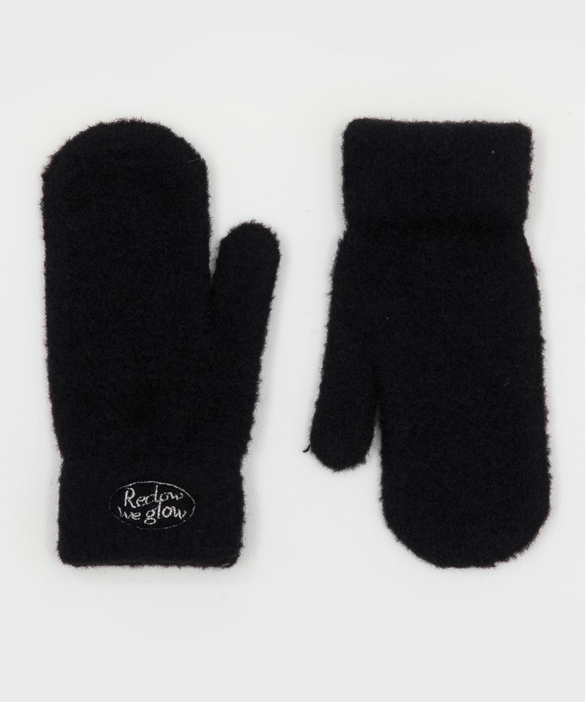 리끌로우(RECLOW) RC FLUFFY LOGO MITTEN GLOVE BLACK
