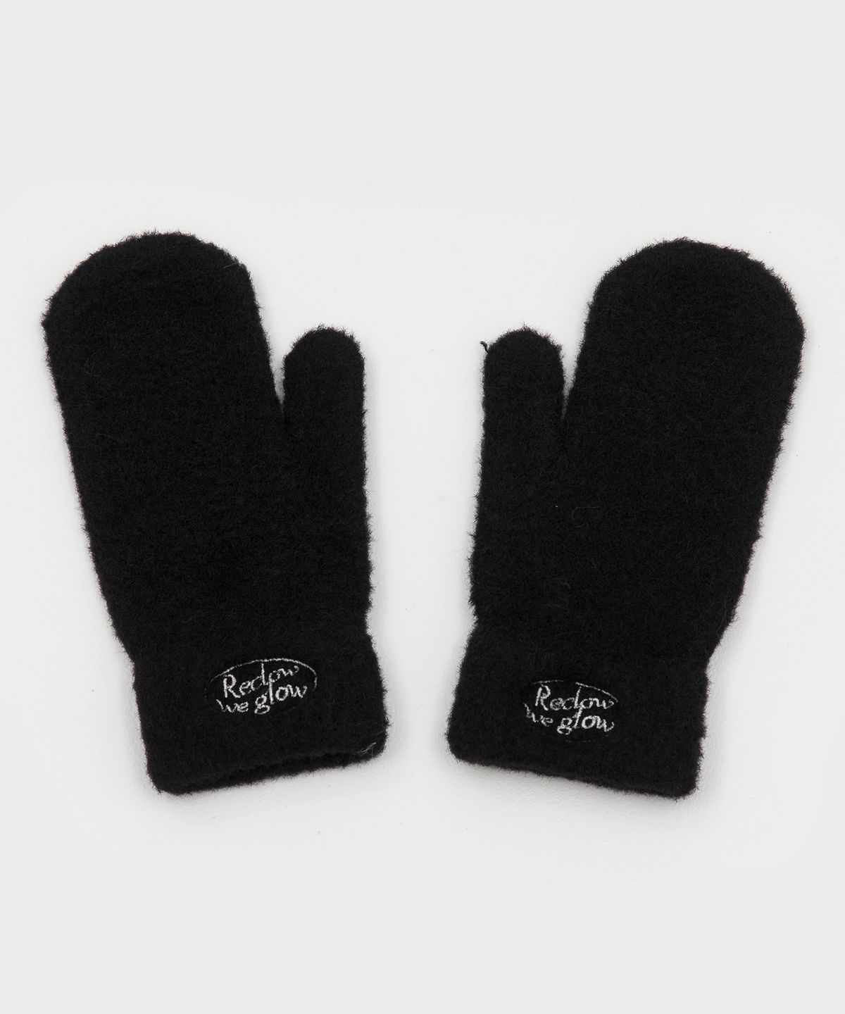 리끌로우(RECLOW) RC FLUFFY LOGO MITTEN GLOVE BLACK