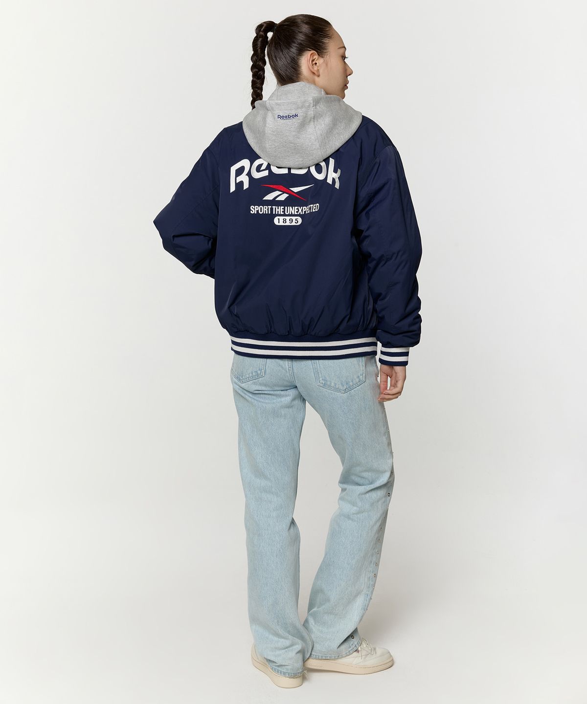 리복(REEBOK) 뉴베이직 바시티 자켓 - 네이비