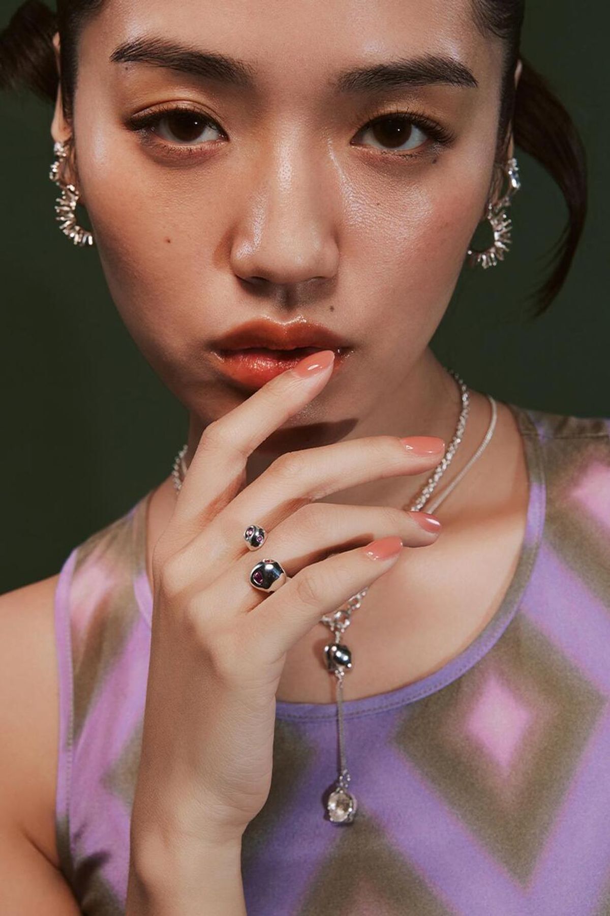 휴스타드(HUSTAD) HUSTAD 229 Mushroom Ruby  Ring _ 925 실버 & 레드 크리스탈 천연 루비  반지