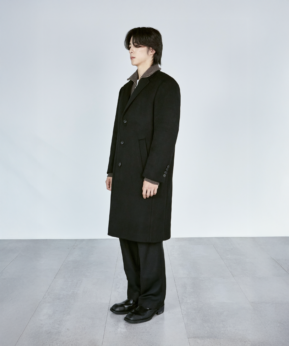 넌블랭크(NONBLANK) [넌블랭크 X 삭형] 싱글 코트_BLACK