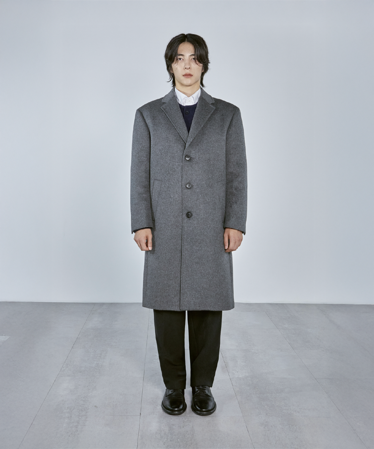 넌블랭크(NONBLANK) [넌블랭크 x 삭형] 싱글 코트_MELANGE GREY