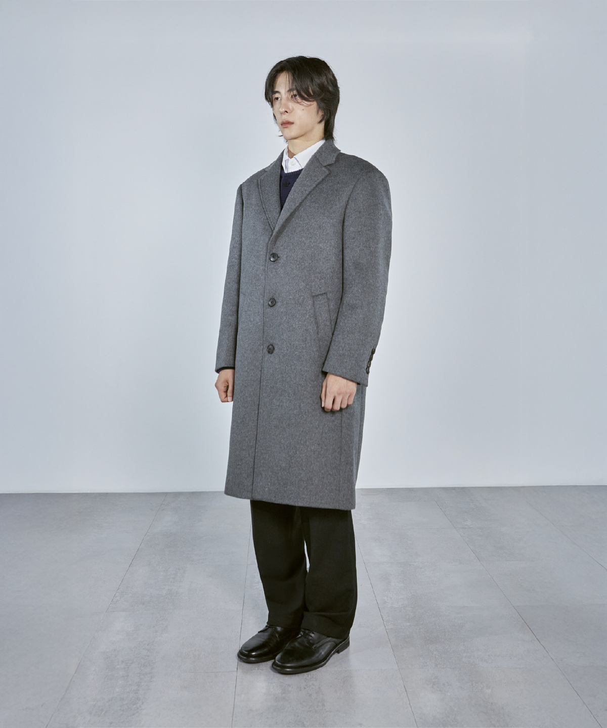 넌블랭크(NONBLANK) [넌블랭크 x 삭형] 싱글 코트_MELANGE GREY