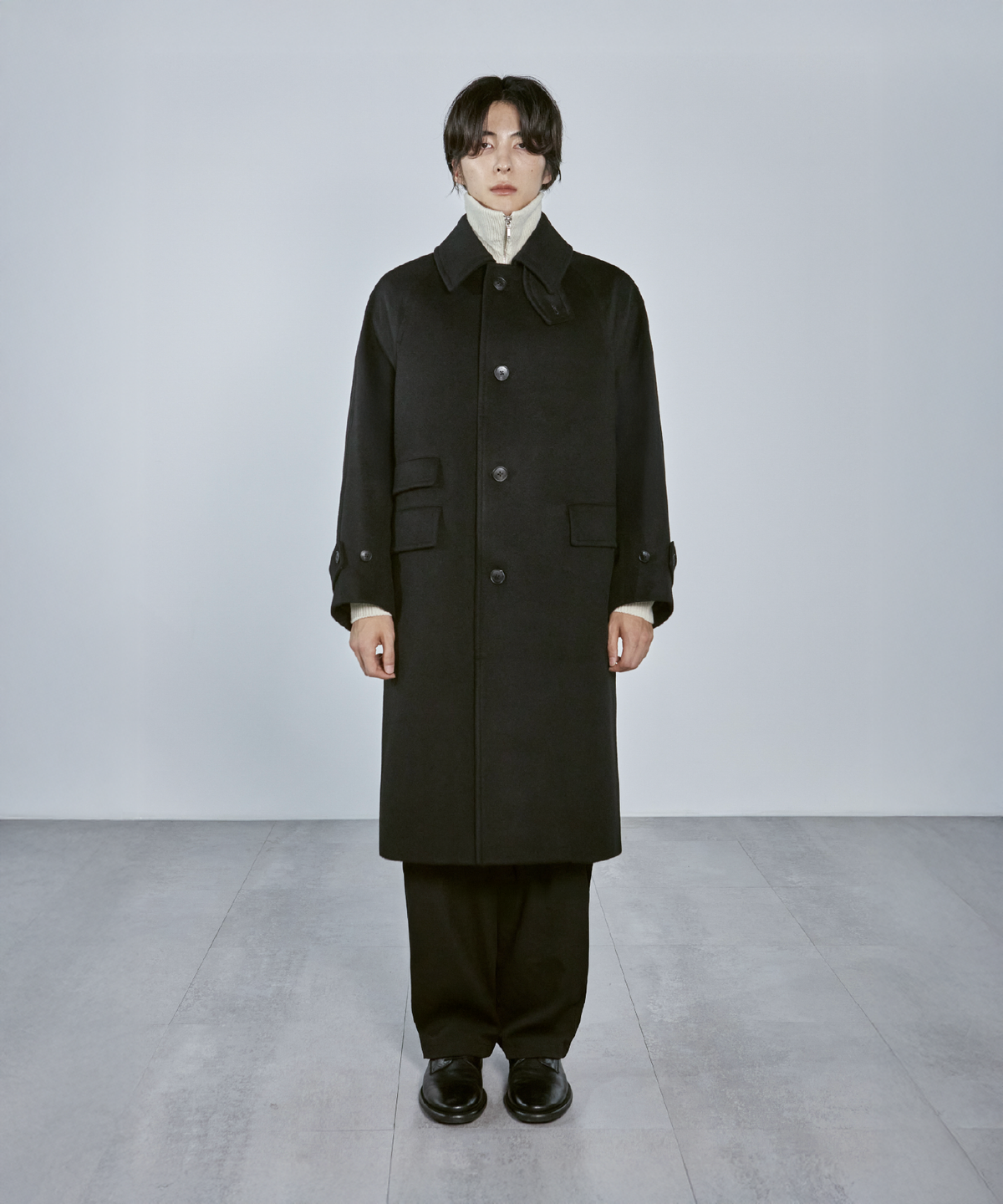넌블랭크(NONBLANK) [넌블랭크 x 삭형] 발마칸 코트_BLACK