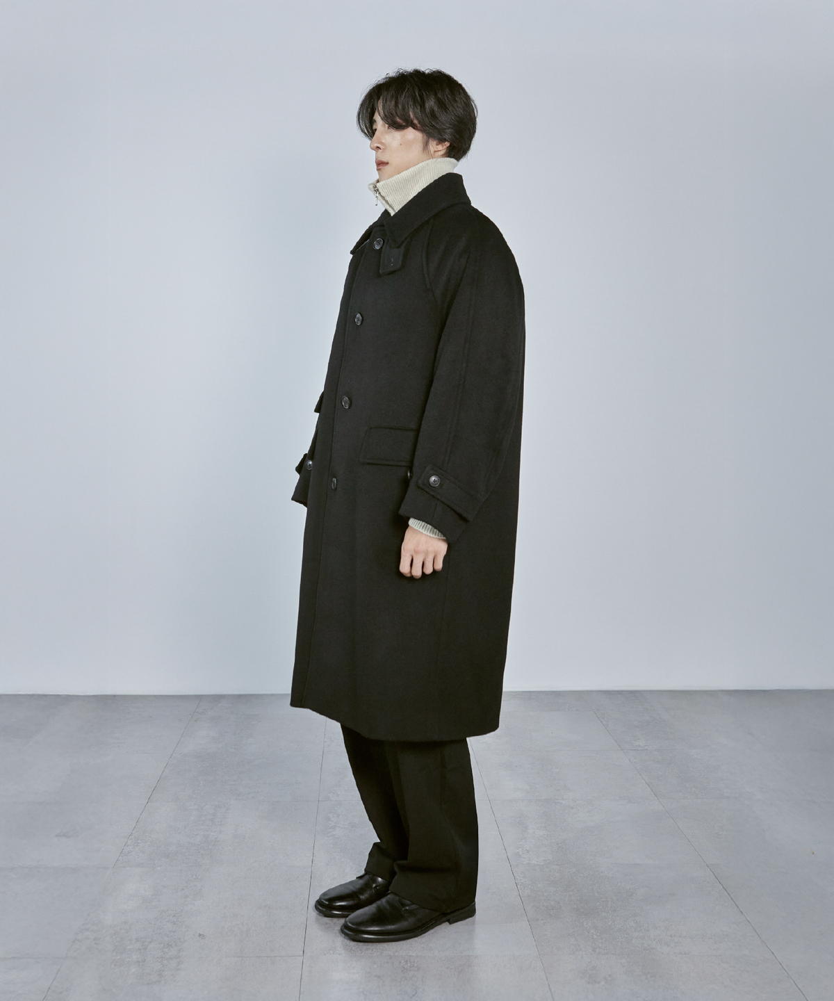 넌블랭크(NONBLANK) [넌블랭크 x 삭형] 발마칸 코트_BLACK
