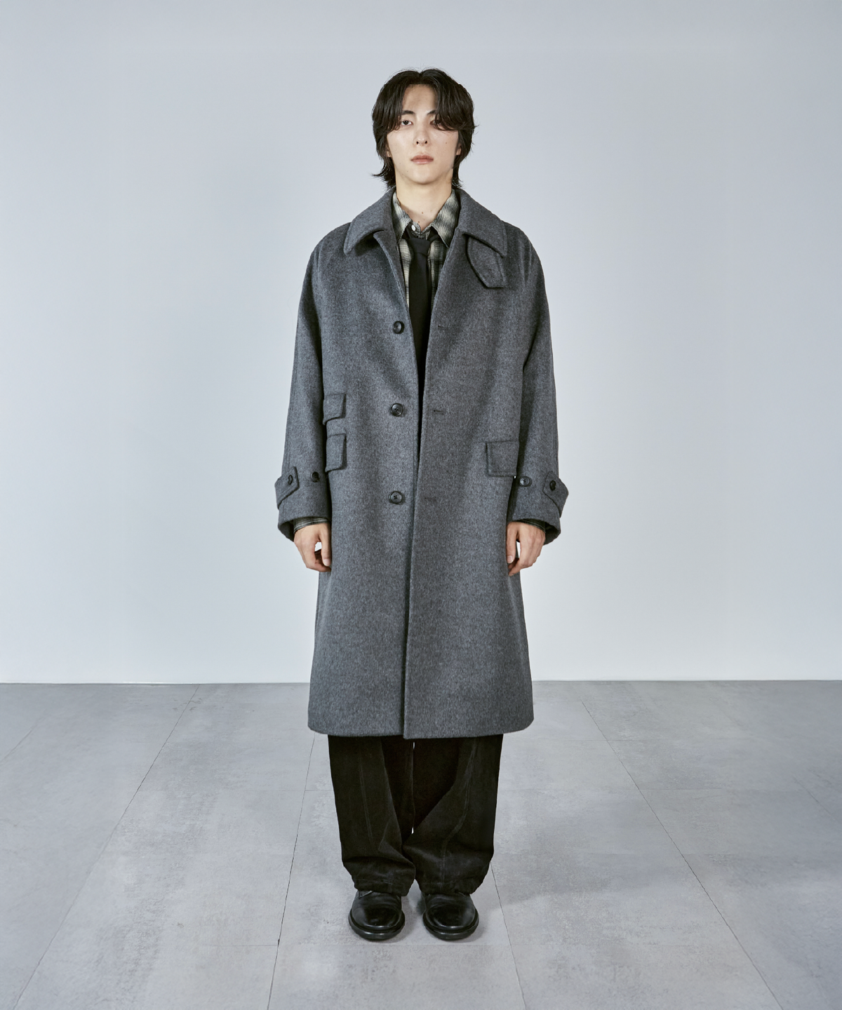 넌블랭크(NONBLANK) [넌블랭크 x 삭형] 발마칸 코트_MELANGE GREY