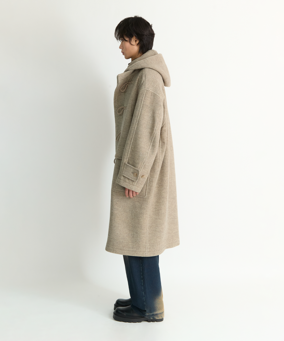 넌블랭크(NONBLANK) 디테처블 후드 더플 코트_BEIGE