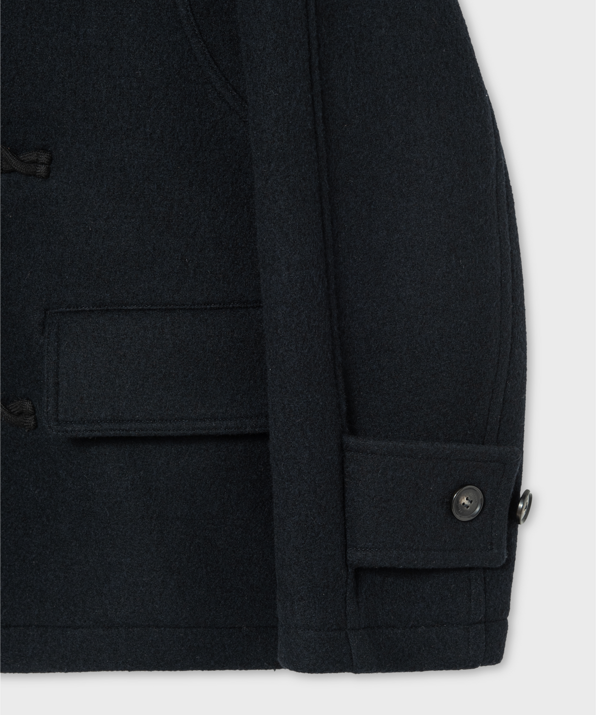 넌블랭크(NONBLANK) 우먼즈 디테처블 후드 더플 하프 코트_DARK NAVY