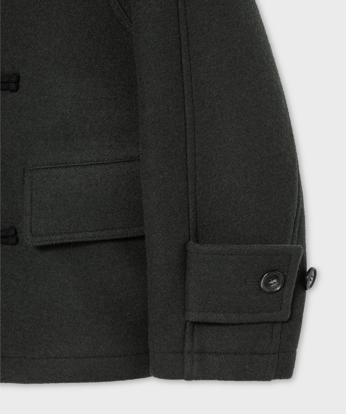넌블랭크(NONBLANK) 우먼즈 디테처블 후드 더플 하프 코트_KHAKI