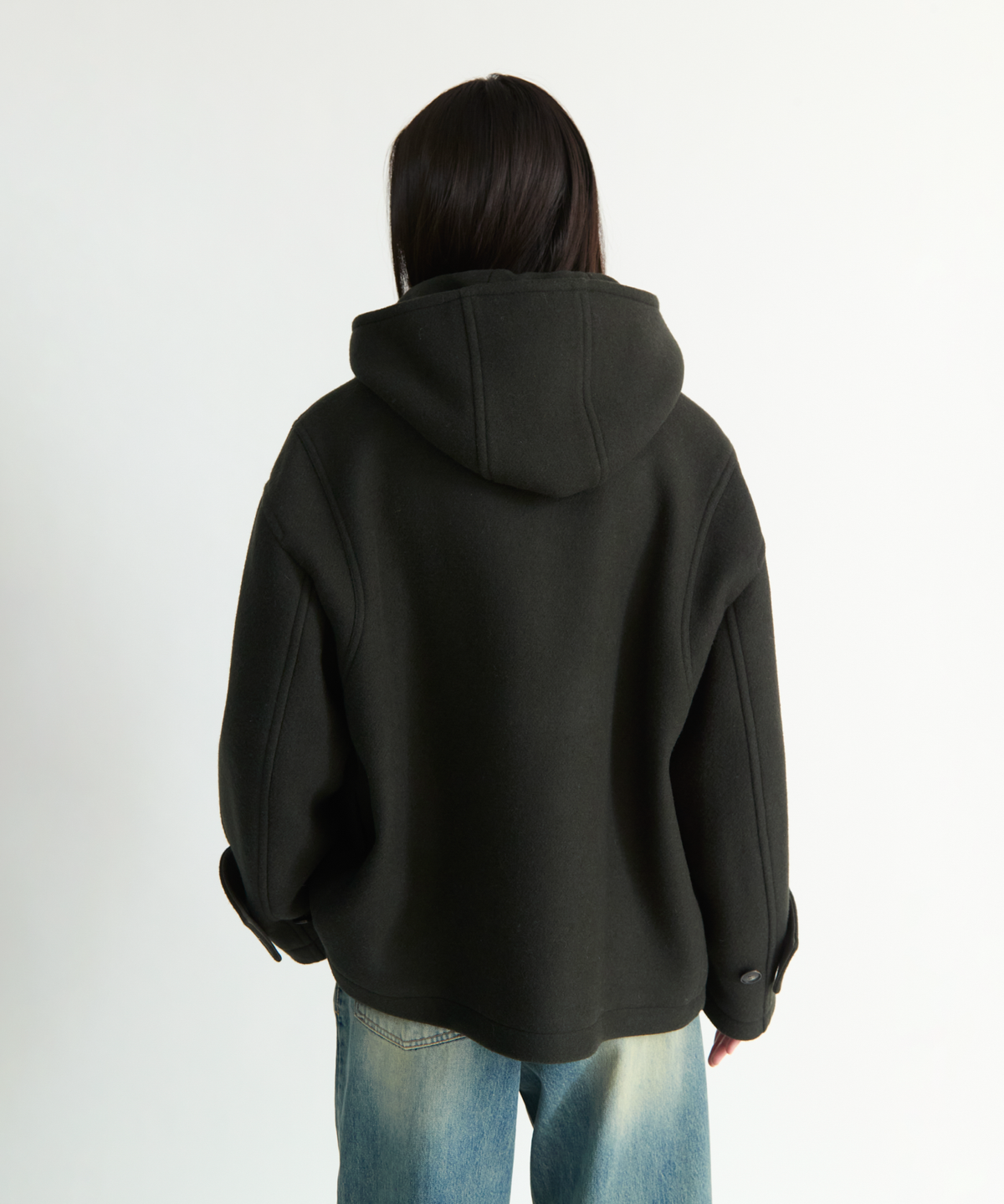 넌블랭크(NONBLANK) 우먼즈 디테처블 후드 더플 하프 코트_KHAKI