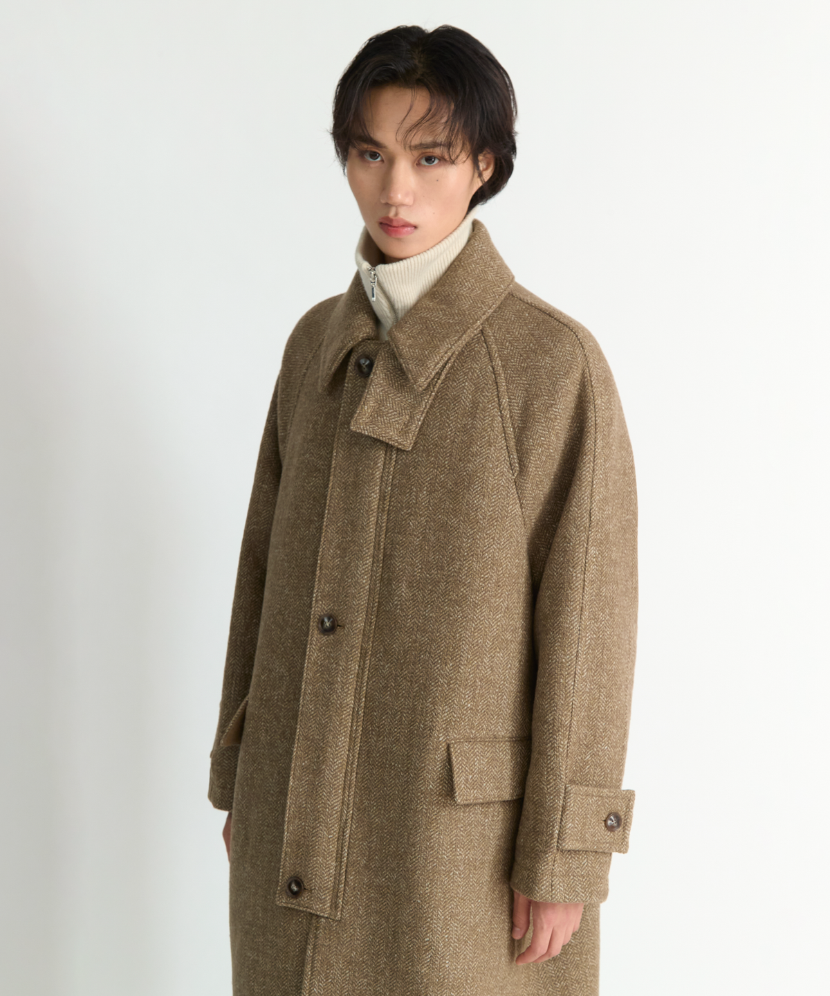 넌블랭크(NONBLANK) 래글런 집업 코트_BEIGE