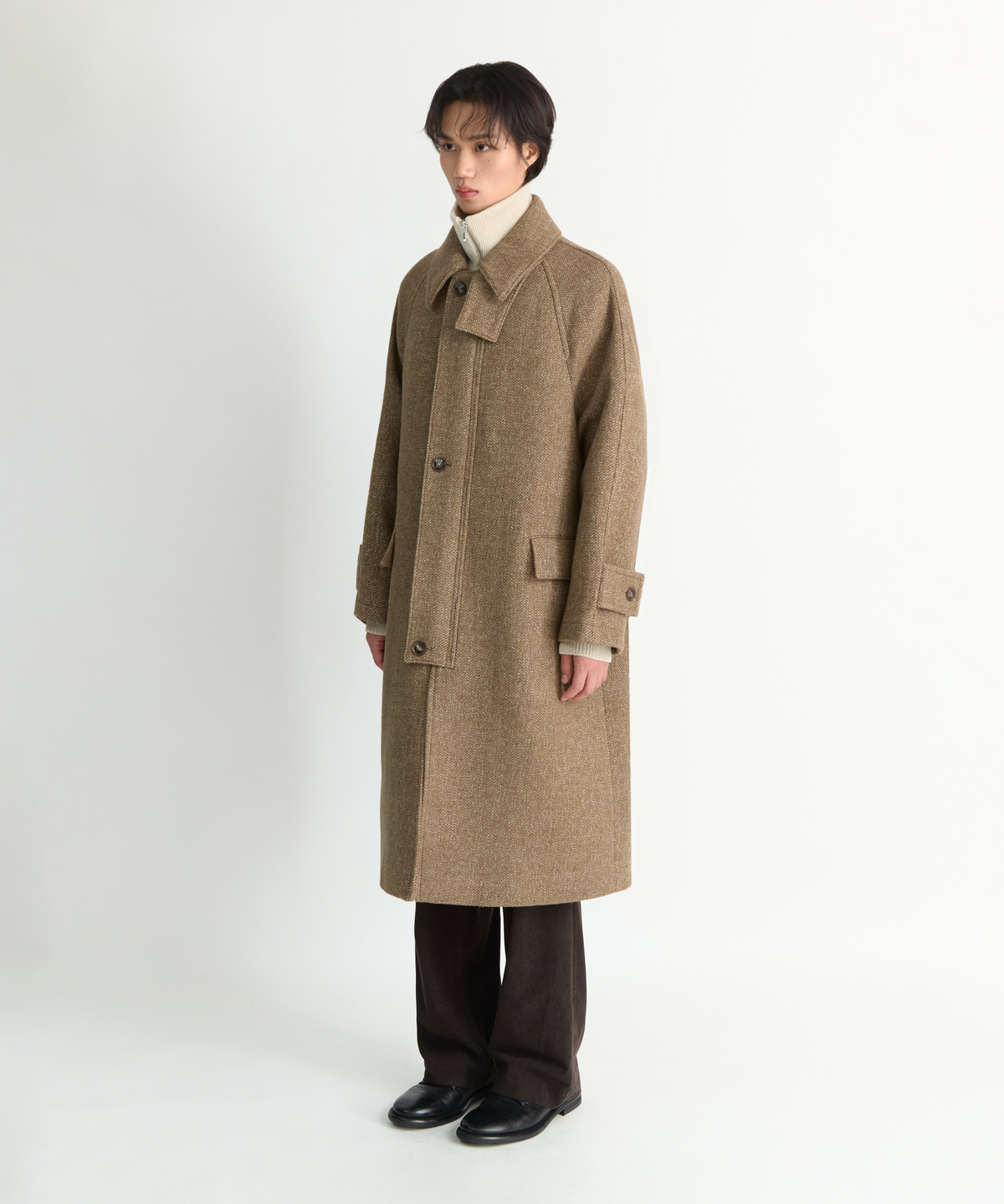 넌블랭크(NONBLANK) 래글런 집업 코트_BEIGE