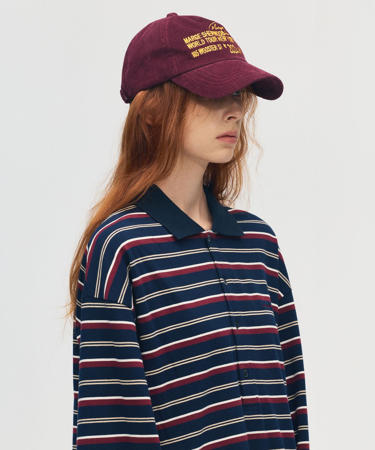 마지셔우드(MARGESHERWOOD) CORDUROY NEW YORK BALLCAP_burgundy