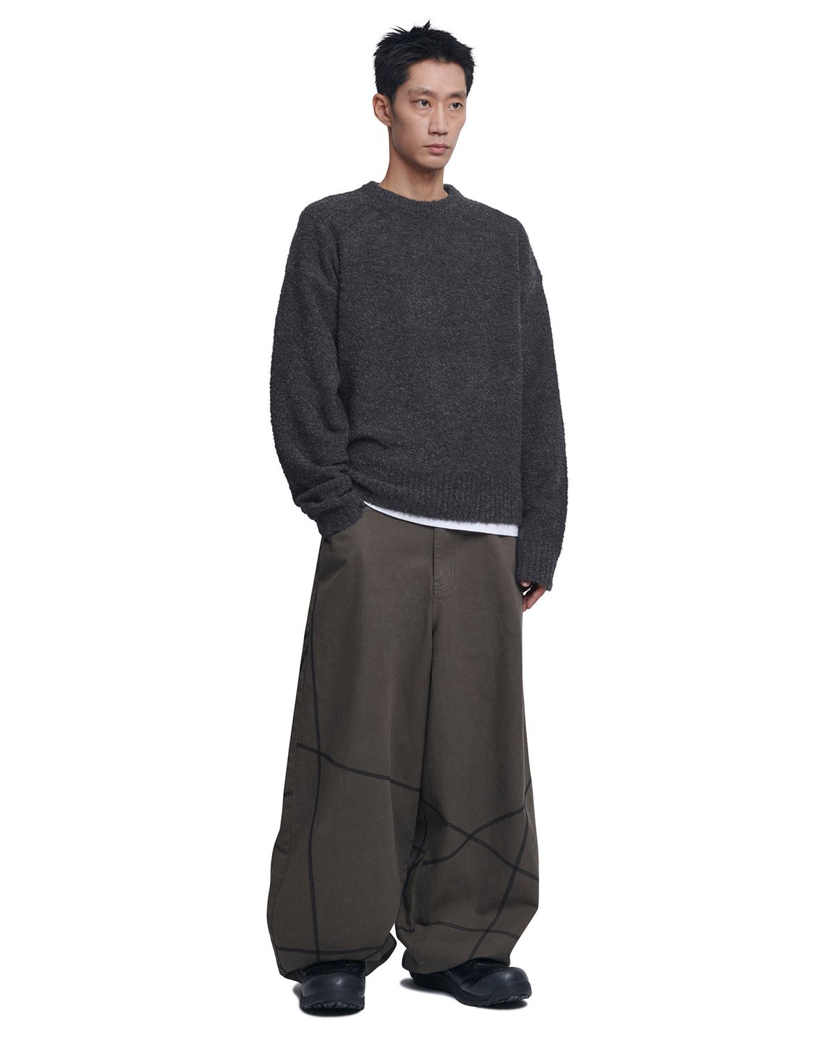 노매뉴얼(NOMANUAL) S.L WIDE PANTS - CHARCOAL