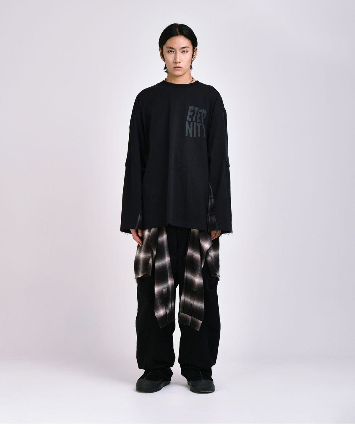 코드(CORD) 더블 레이어드 워시드 L/S T_BK