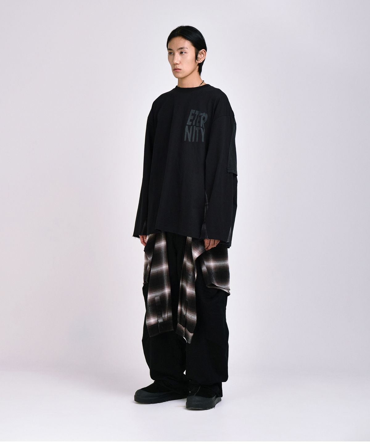 코드(CORD) 더블 레이어드 워시드 L/S T_BK
