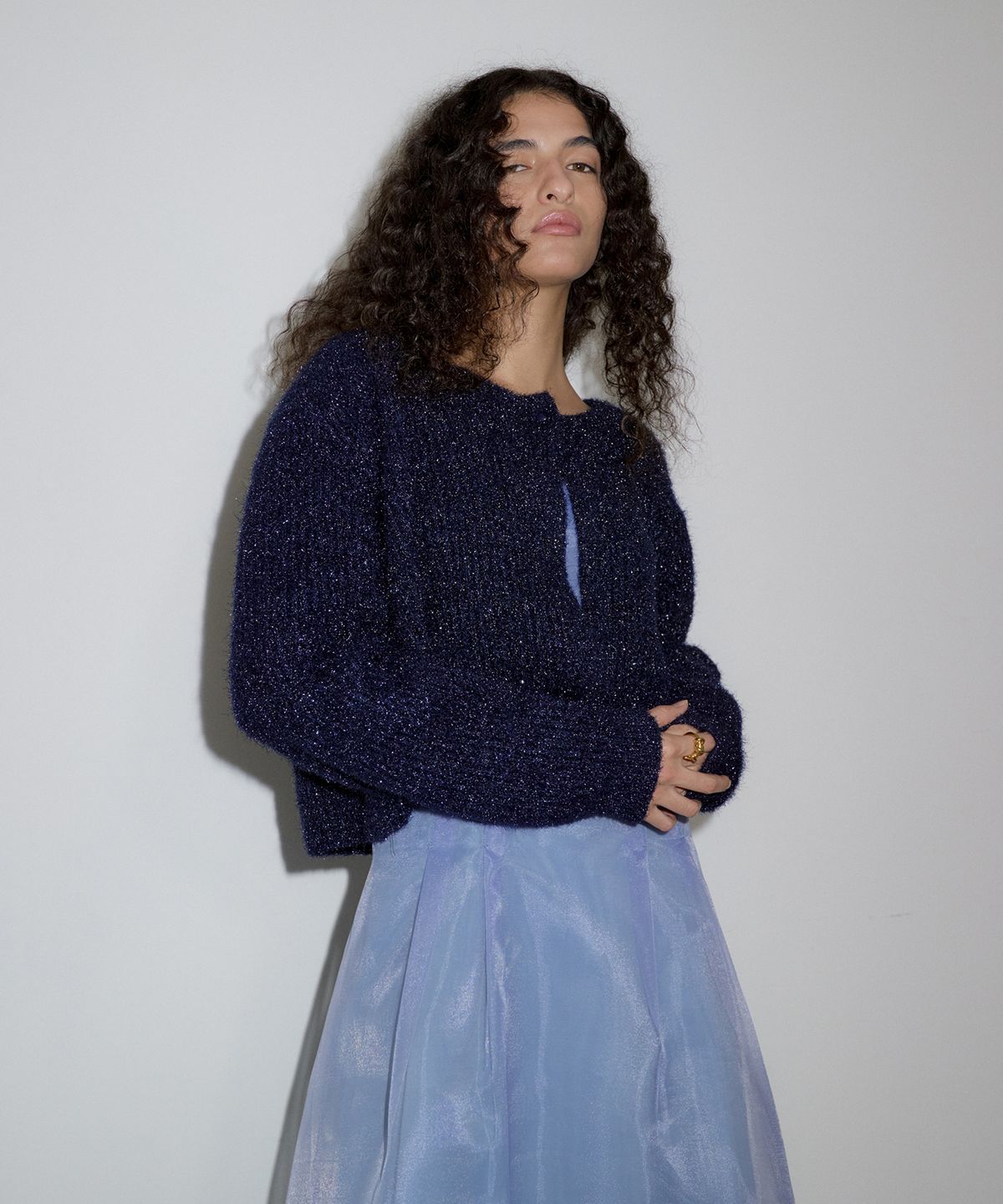 오버듀플레어(OVERDUEFLAIR) GLITTER CARDIGAN_NAVY