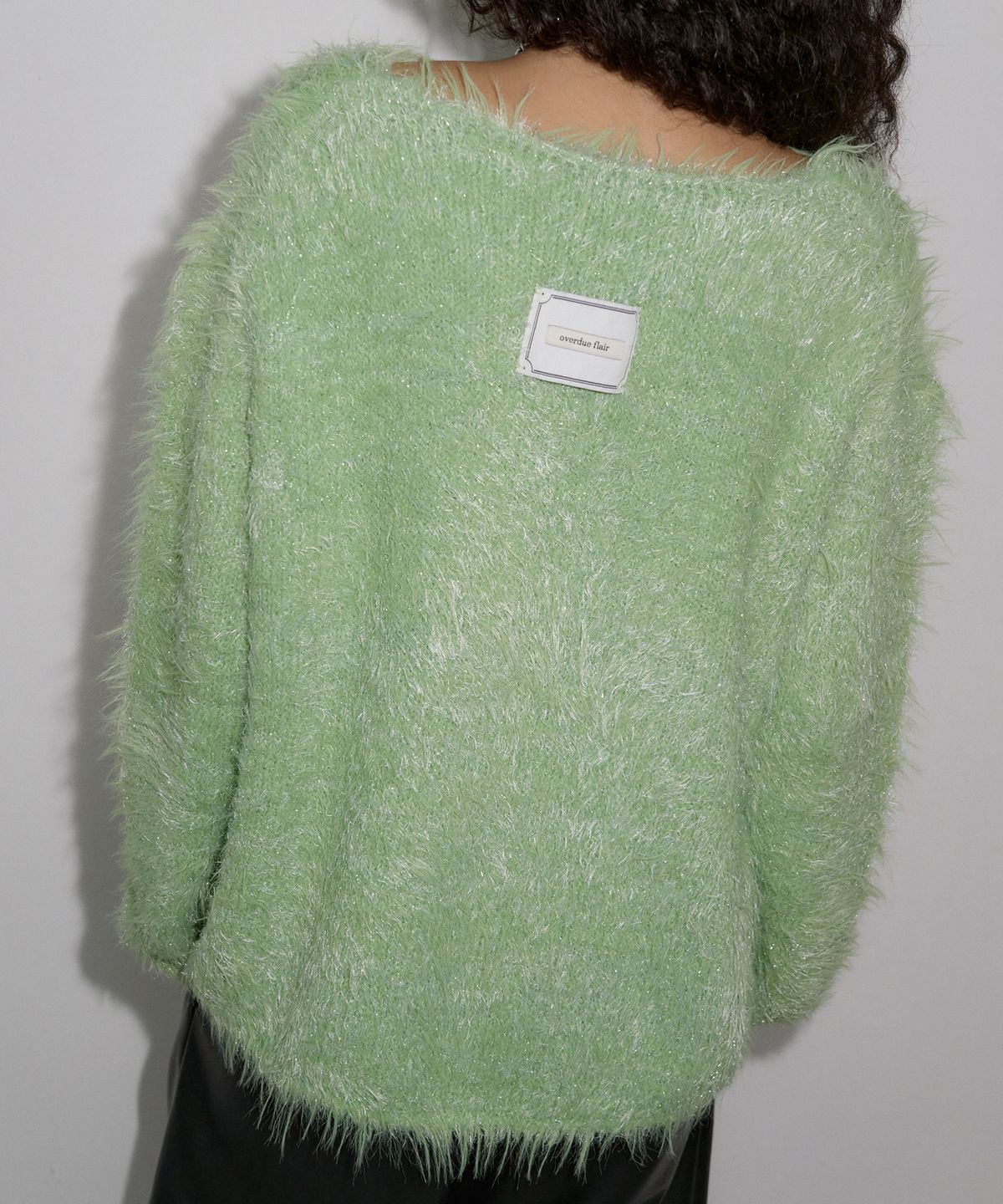 오버듀플레어(OVERDUEFLAIR) HAIRY GLITTER KNIT_LIME GREEN