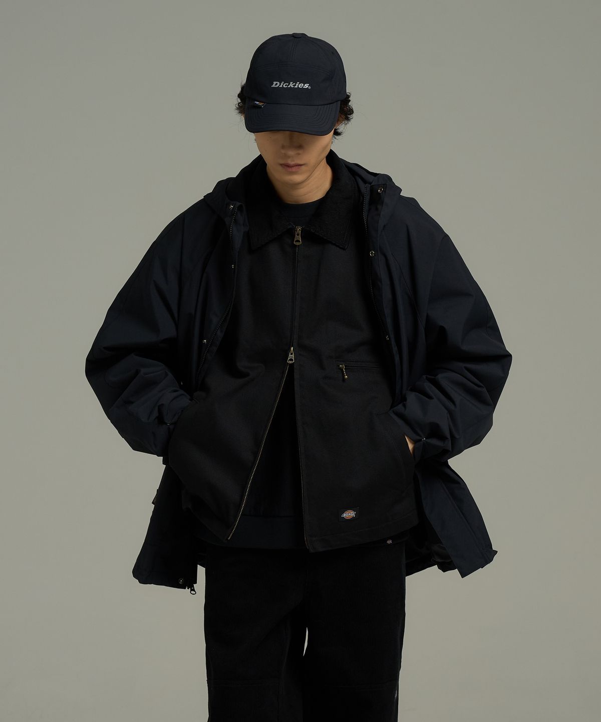 디키즈(DICKIES) 코듀라 윈드브레이커 레인 재킷 Black