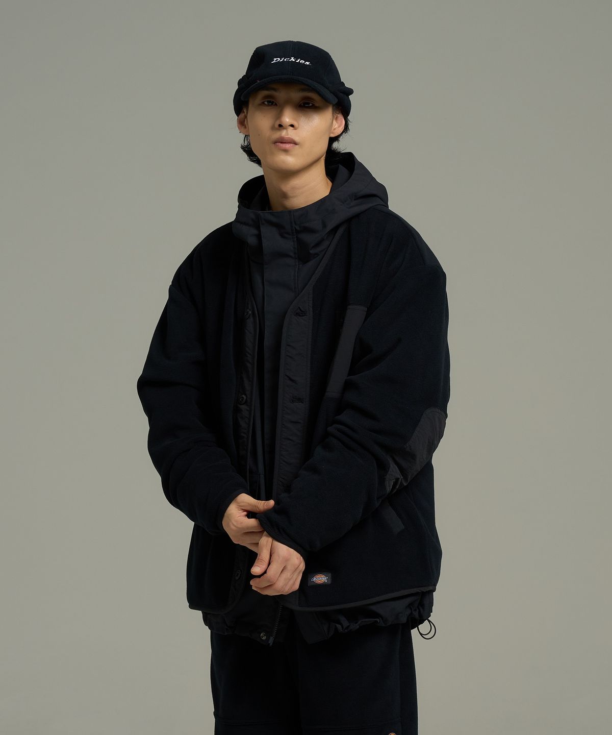 디키즈(DICKIES) 폴라텍 플리스 재킷 가디건 Black