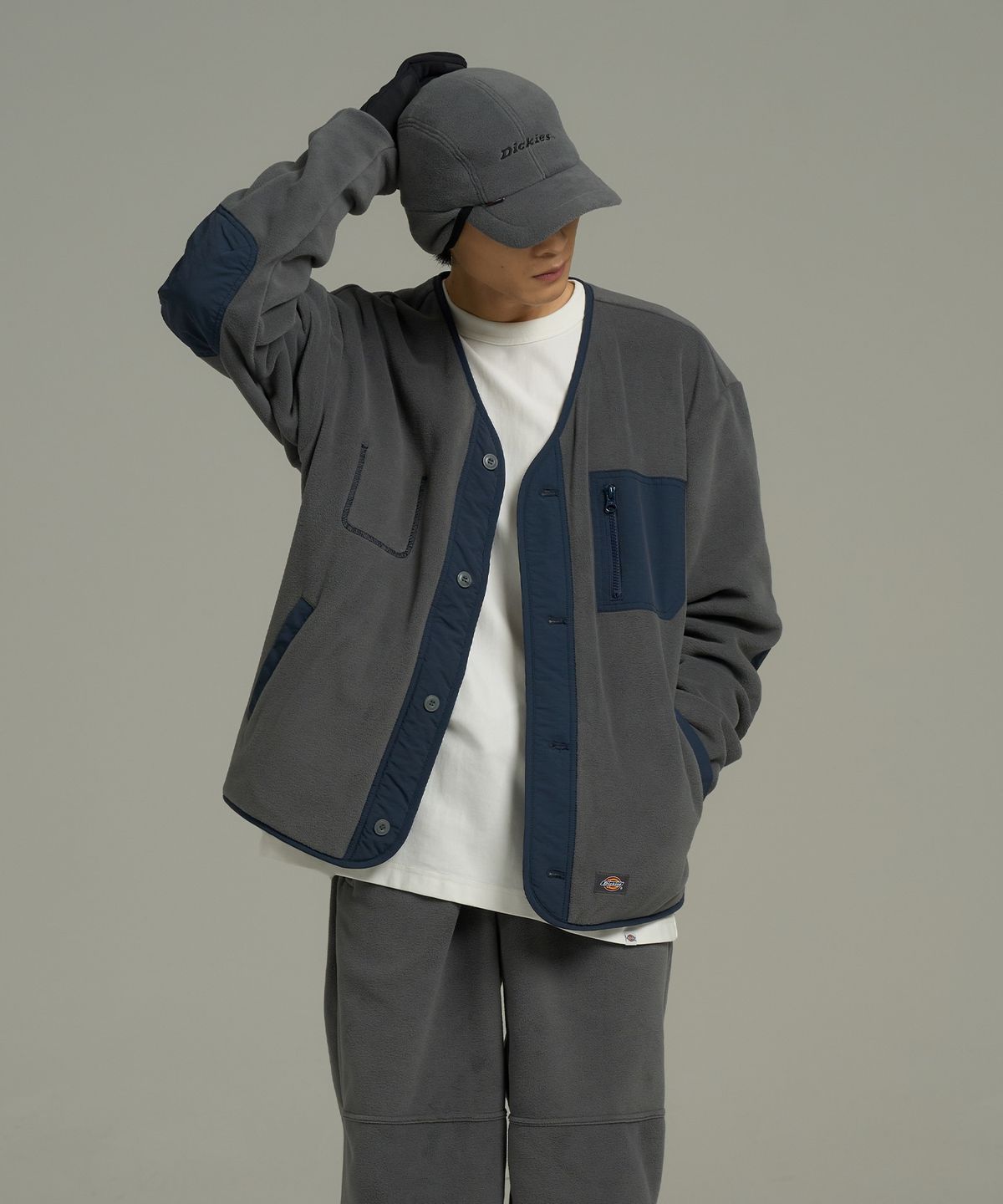 디키즈(DICKIES) 폴라텍 플리스 재킷 가디건 Gray