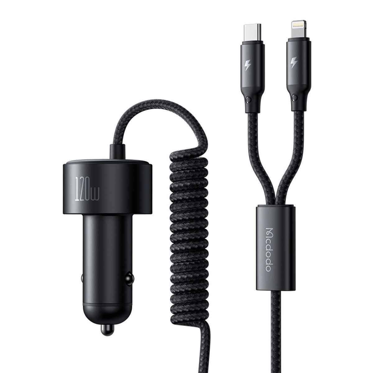맥도도(MCDODO) 120W 4in1 케이블 일체형 차량용 2포트 고속충전기 CC037