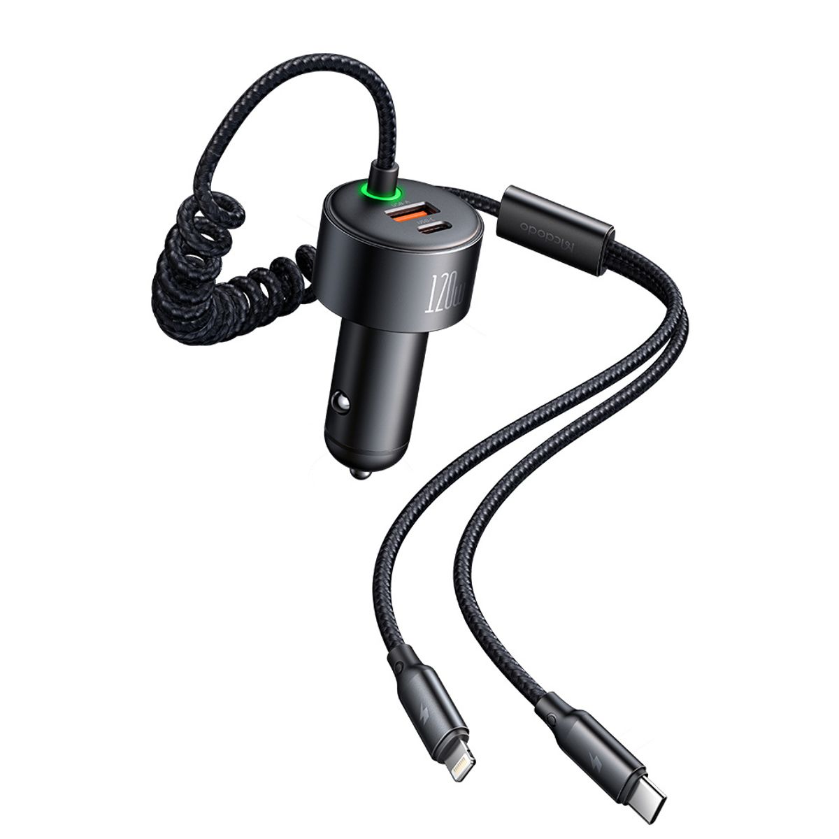 맥도도(MCDODO) 120W 4in1 케이블 일체형 차량용 2포트 고속충전기 CC037