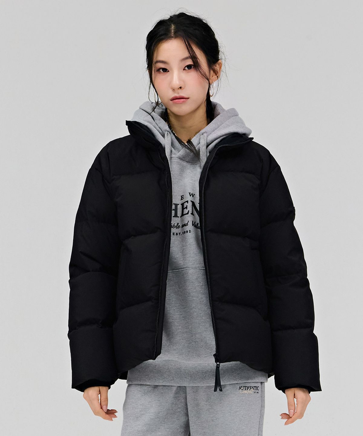 체이스컬트(CHASECULT) 공용 베이직 푸퍼 패딩 점퍼-블랙