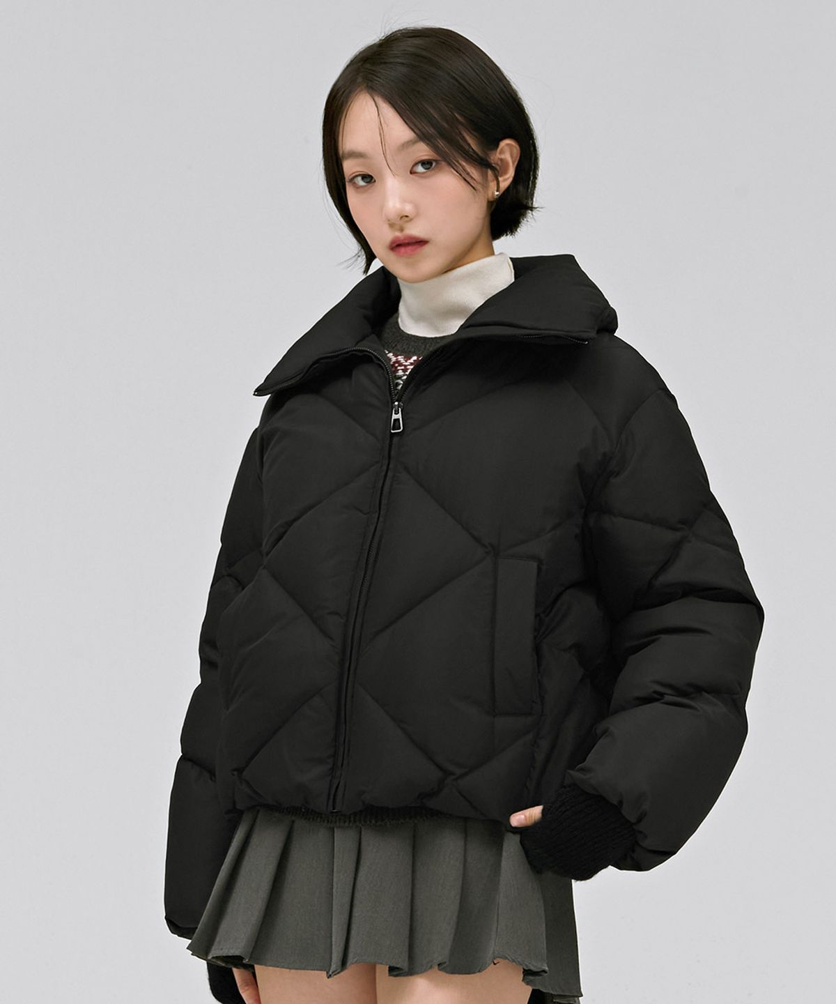 체이스컬트(CHASECULT) 여성 퀼팅 푸퍼 패딩 점퍼-블랙