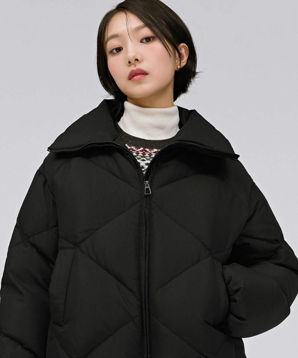 체이스컬트(CHASECULT) 여성 퀼팅 푸퍼 패딩 점퍼-블랙