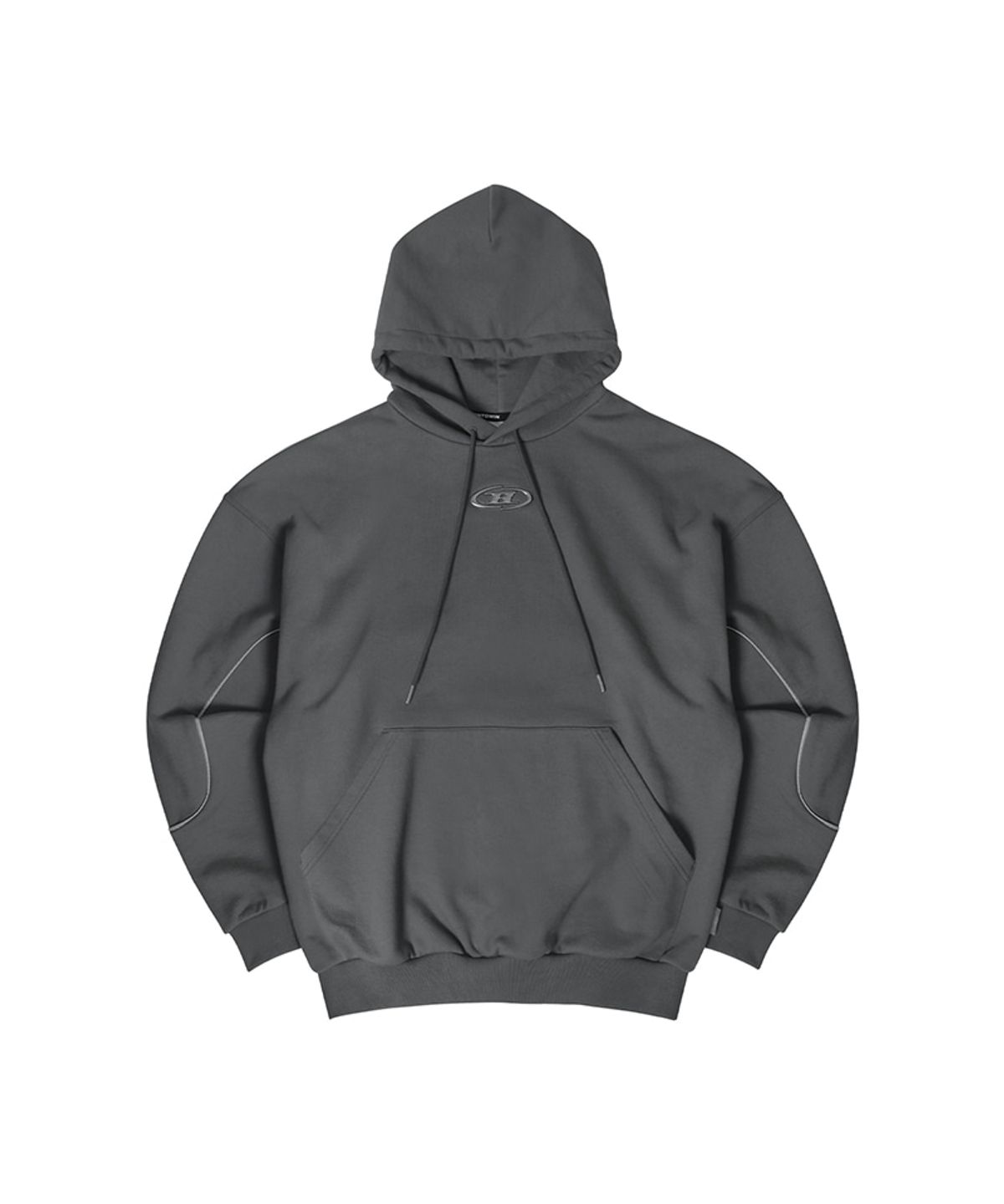 본투윈(BORN TO WIN) BIG CHROME REFLECTIVE LINE HOODIE [CHARCOAL]