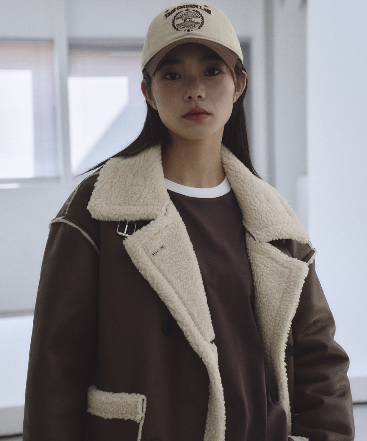 더그린랩(THE GREEN LAB) FAUX 퍼 롱 무스탕 쟈켓 [브라운]