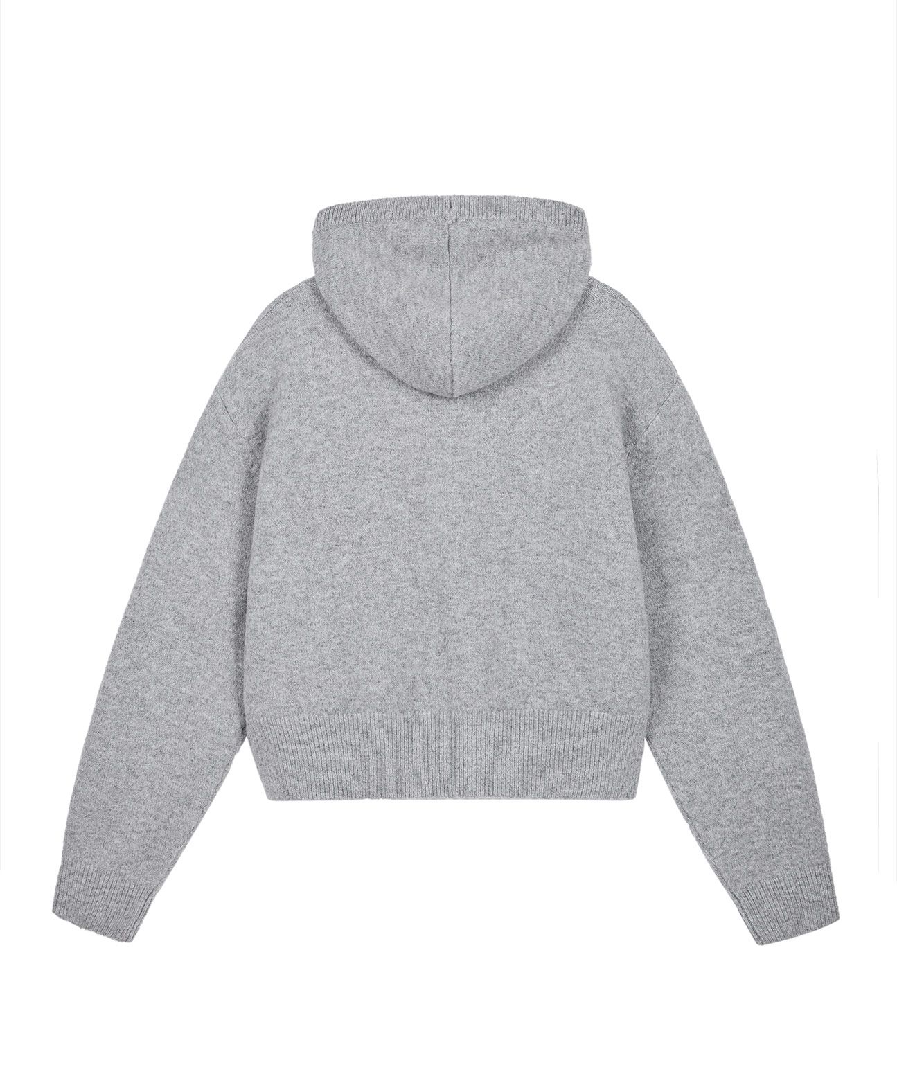 MUSINSA | ROCKCAKE Studded Knit Hood Zip Up - Gray