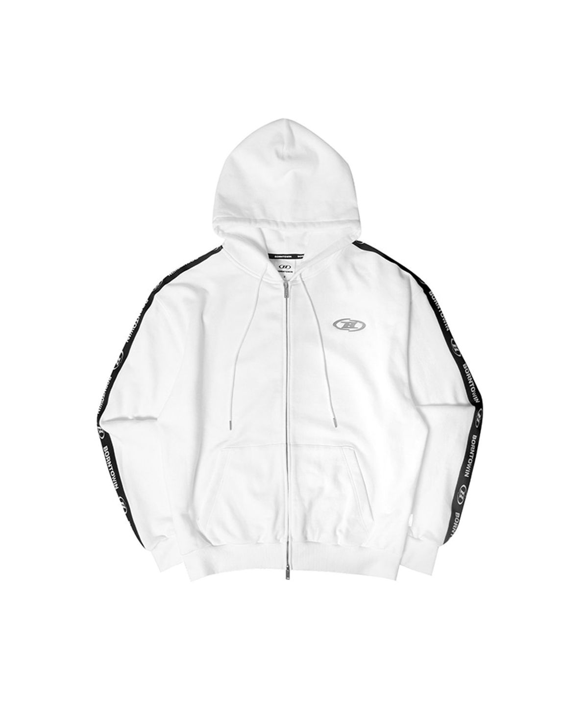 본투윈(BORN TO WIN) BIG CHROME B BLACK LINE ZIP-UP HOODIE [WHITE]