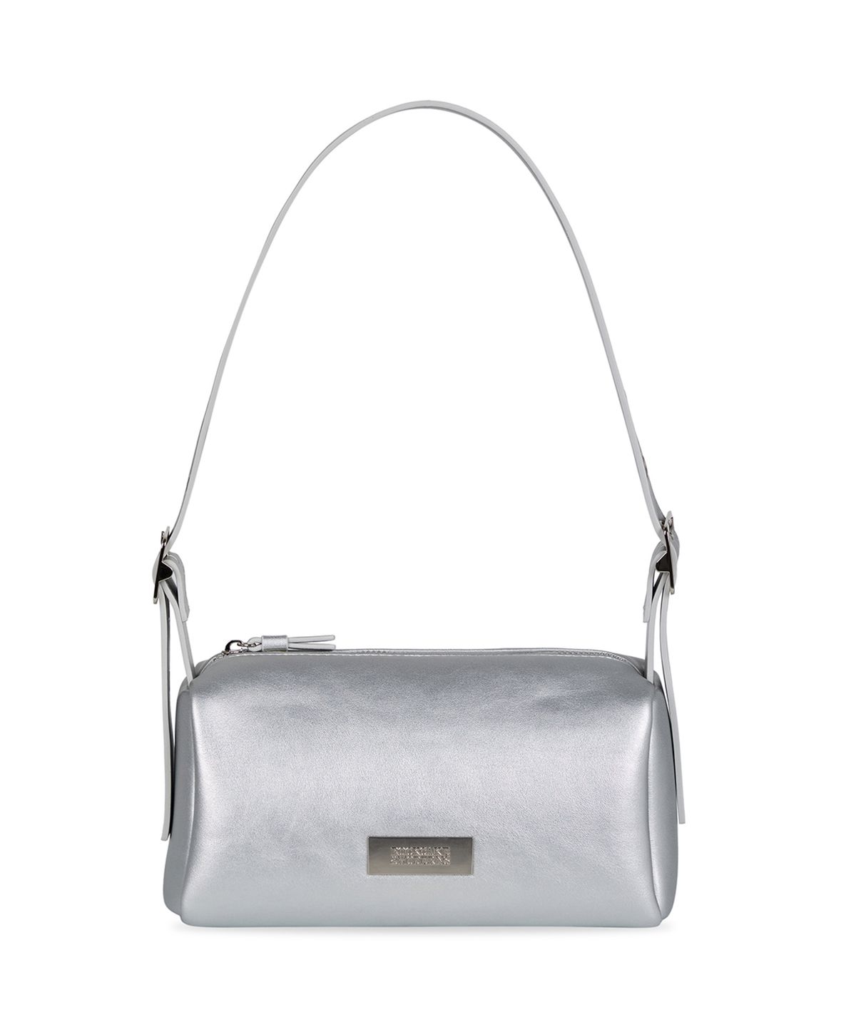 락케이크(ROCKCAKE) Square Leather Belt Shoulder Bag - Silver