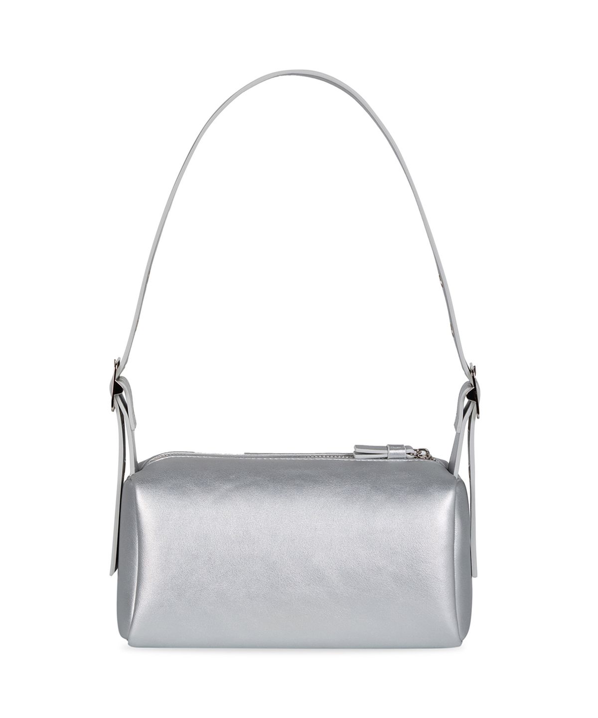 락케이크(ROCKCAKE) Square Leather Belt Shoulder Bag - Silver