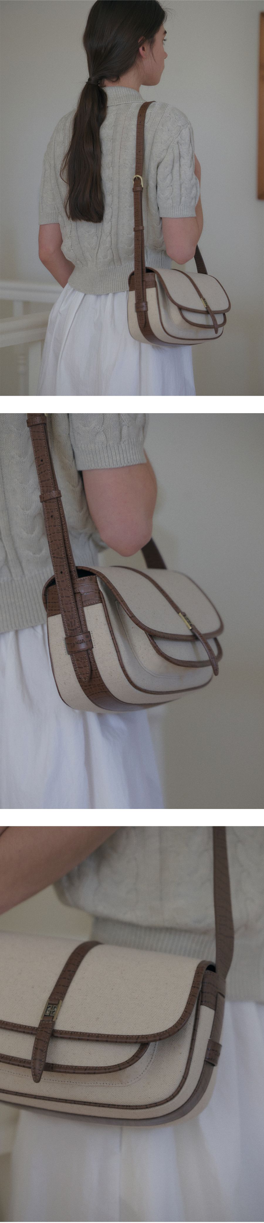 MUSINSA | FOLNUA CLASSIC LOGO MINI POST BAG [BROWN - CANVAS]