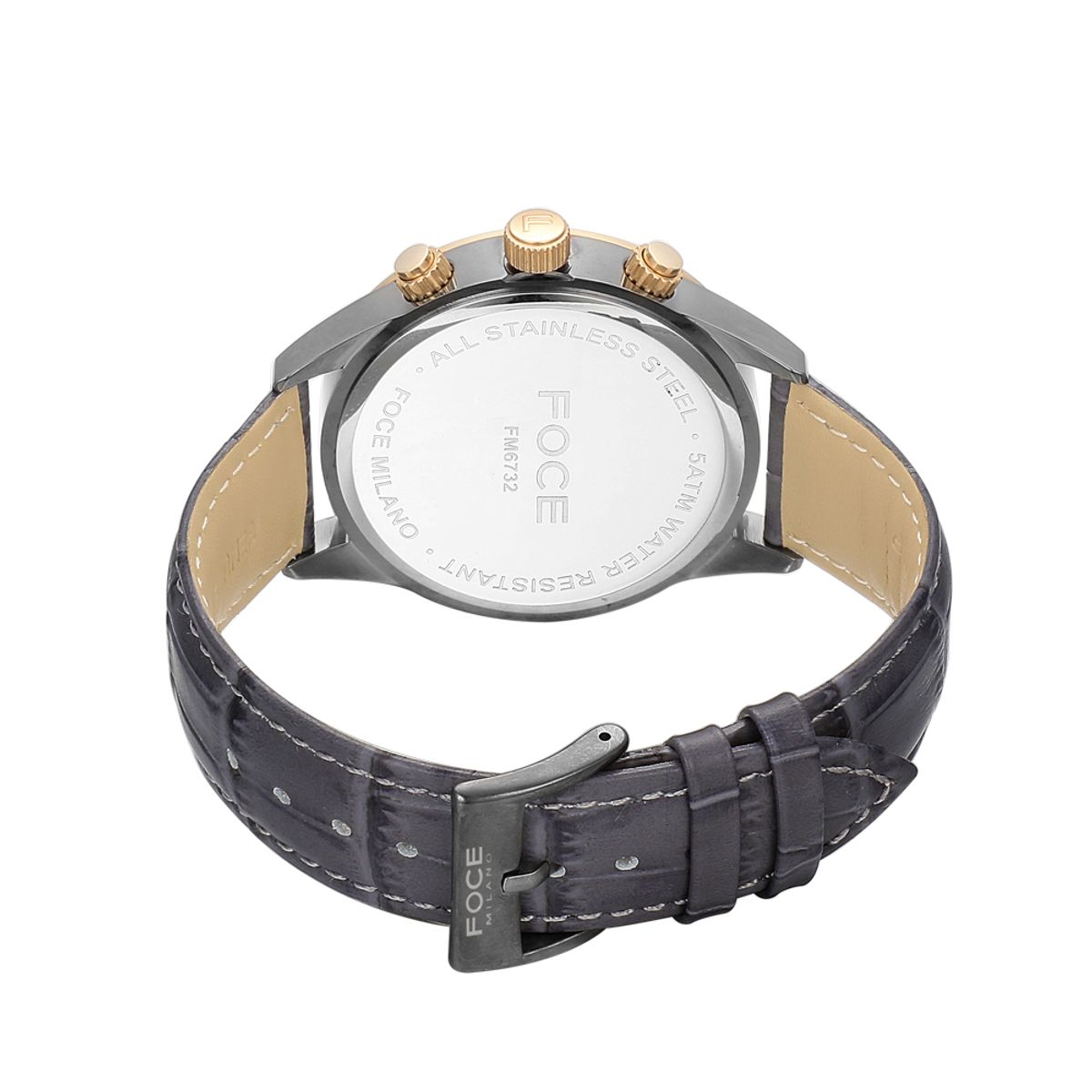 포체(FOCE) 44mm 남성 멀티펑션 가죽 손목시계 FM6732GRG