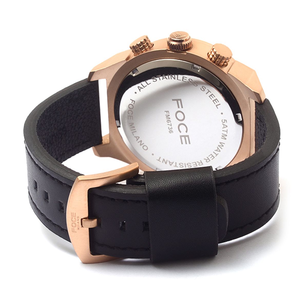 포체(FOCE) 50mm 남성 멀티펑션 빅사이즈 가죽시계 FM6736BR