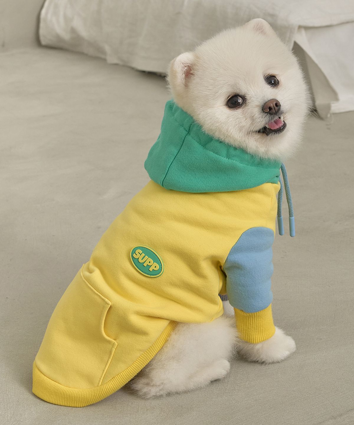 슈퍼펫(SUPERPET) 강아지 기모 컬러풀 후드티셔츠 S-5XL 옐로우