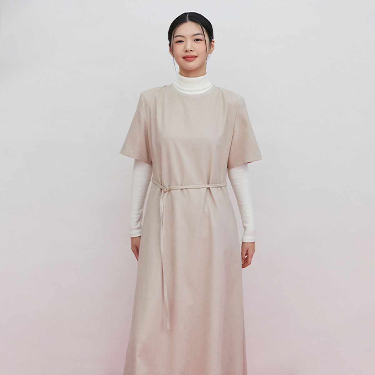 랩(LAP) 벨트 롱 플레어 반팔원피스 AQ4WOA60