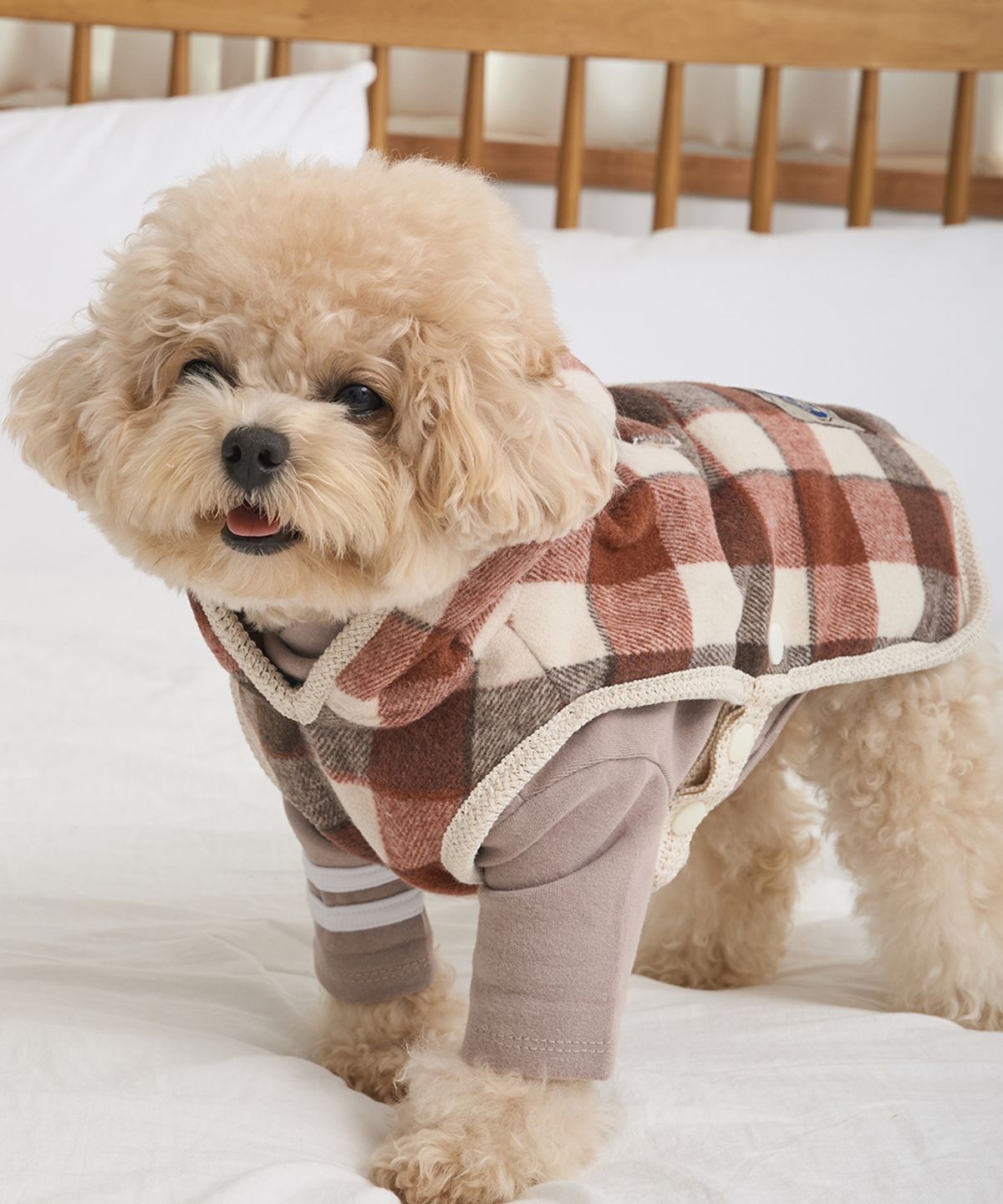 슈퍼펫(SUPERPET) 강아지옷 체크판초 레드