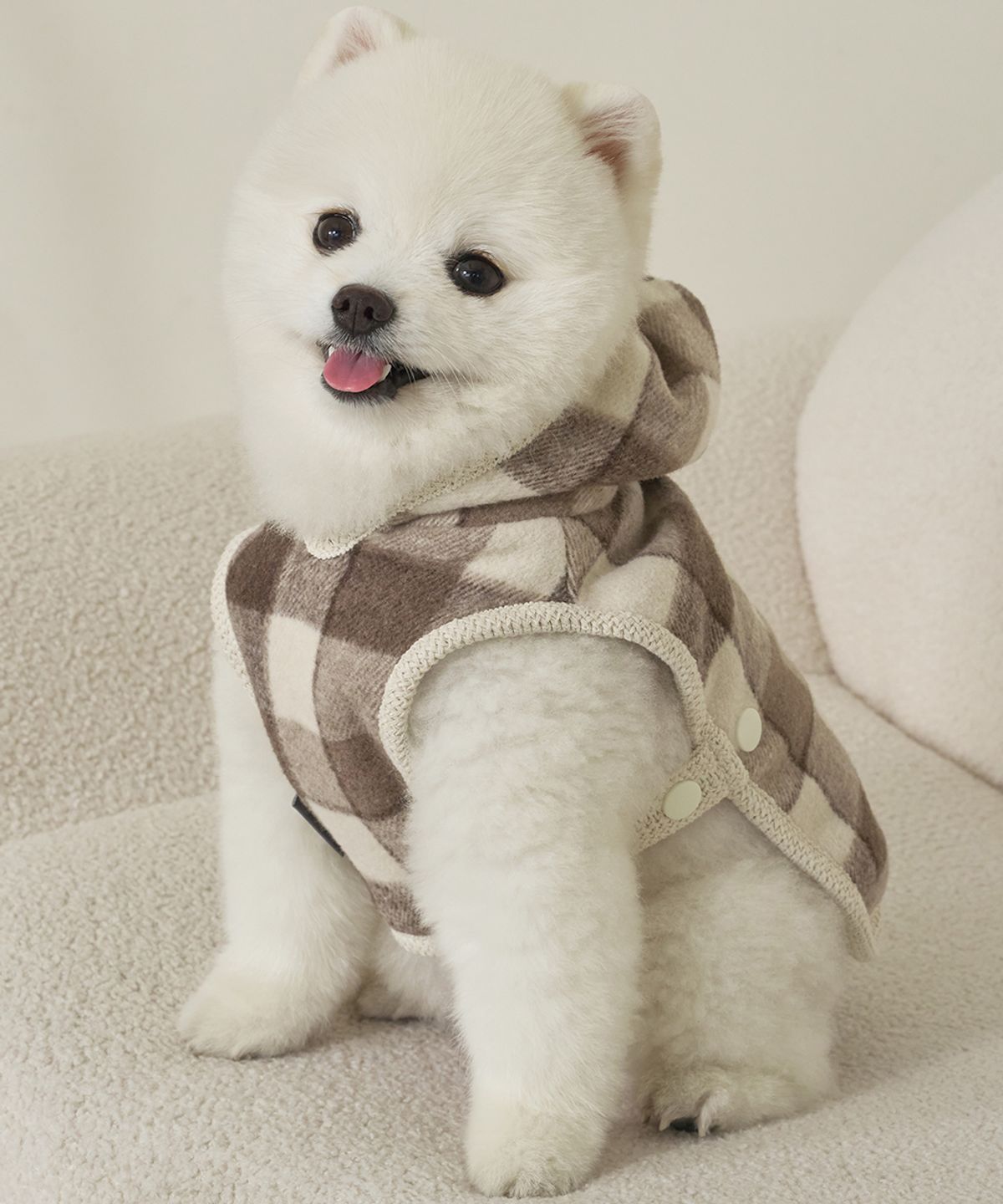 슈퍼펫(SUPERPET) 강아지옷 체크판초 브라운