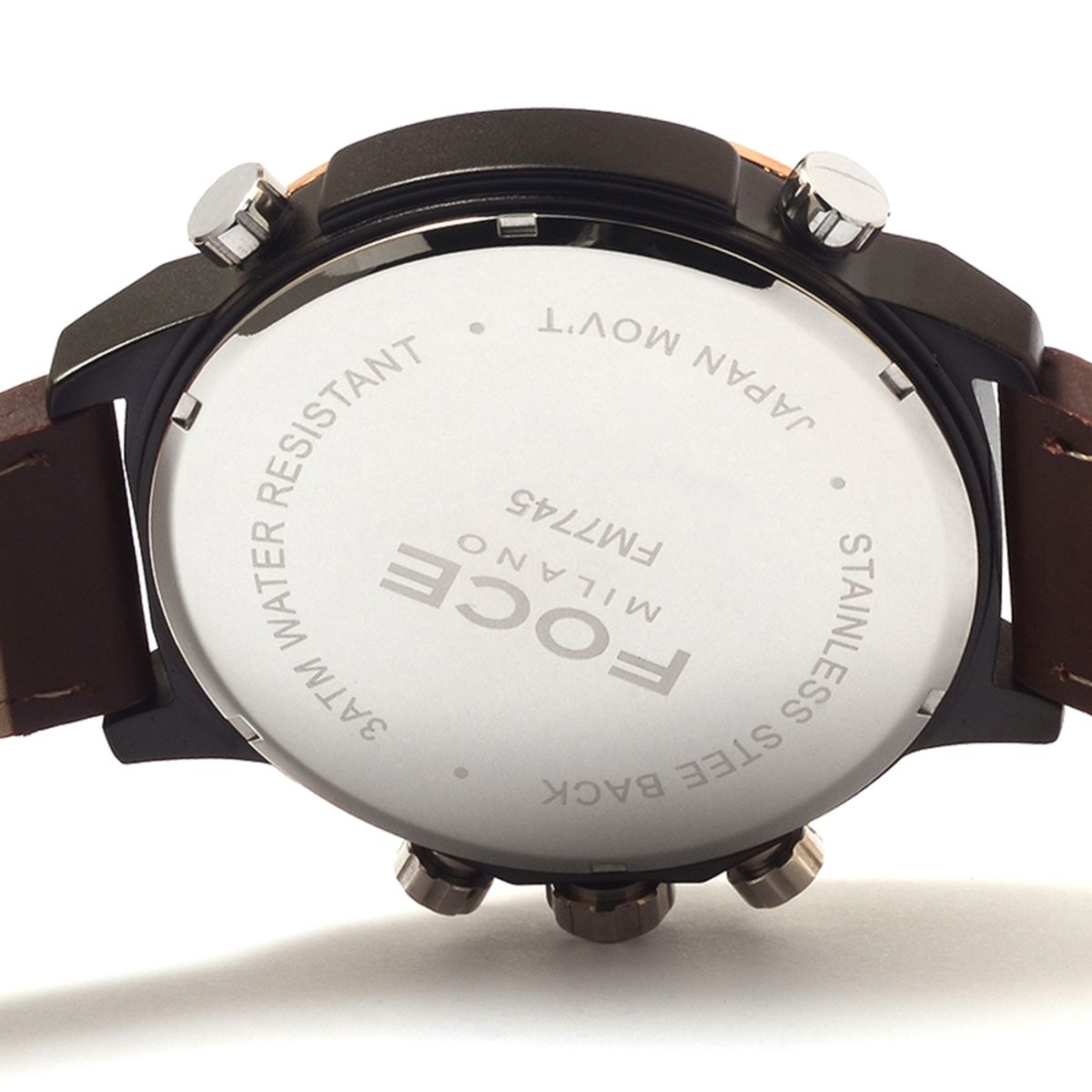 포체(FOCE) 55mm 남성 빅다이알 쓰리타임 메탈시계 FM7745L-RG