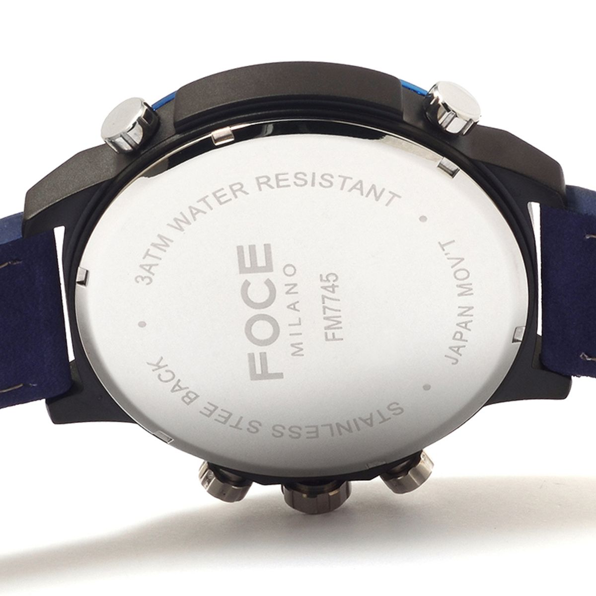 포체(FOCE) 55mm 남성 빅다이알 쓰리타임 메탈시계 FM7745L-BU