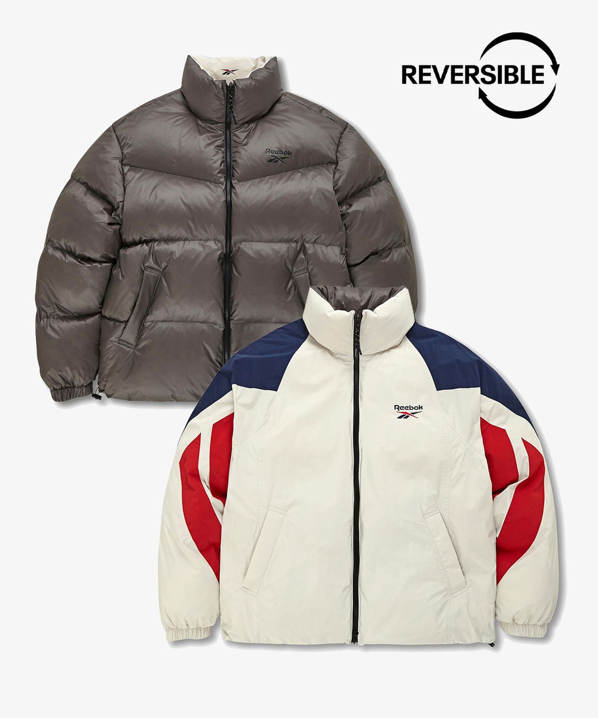 리복(REEBOK) 벡터 리버시블 다운 자켓 - 베이지