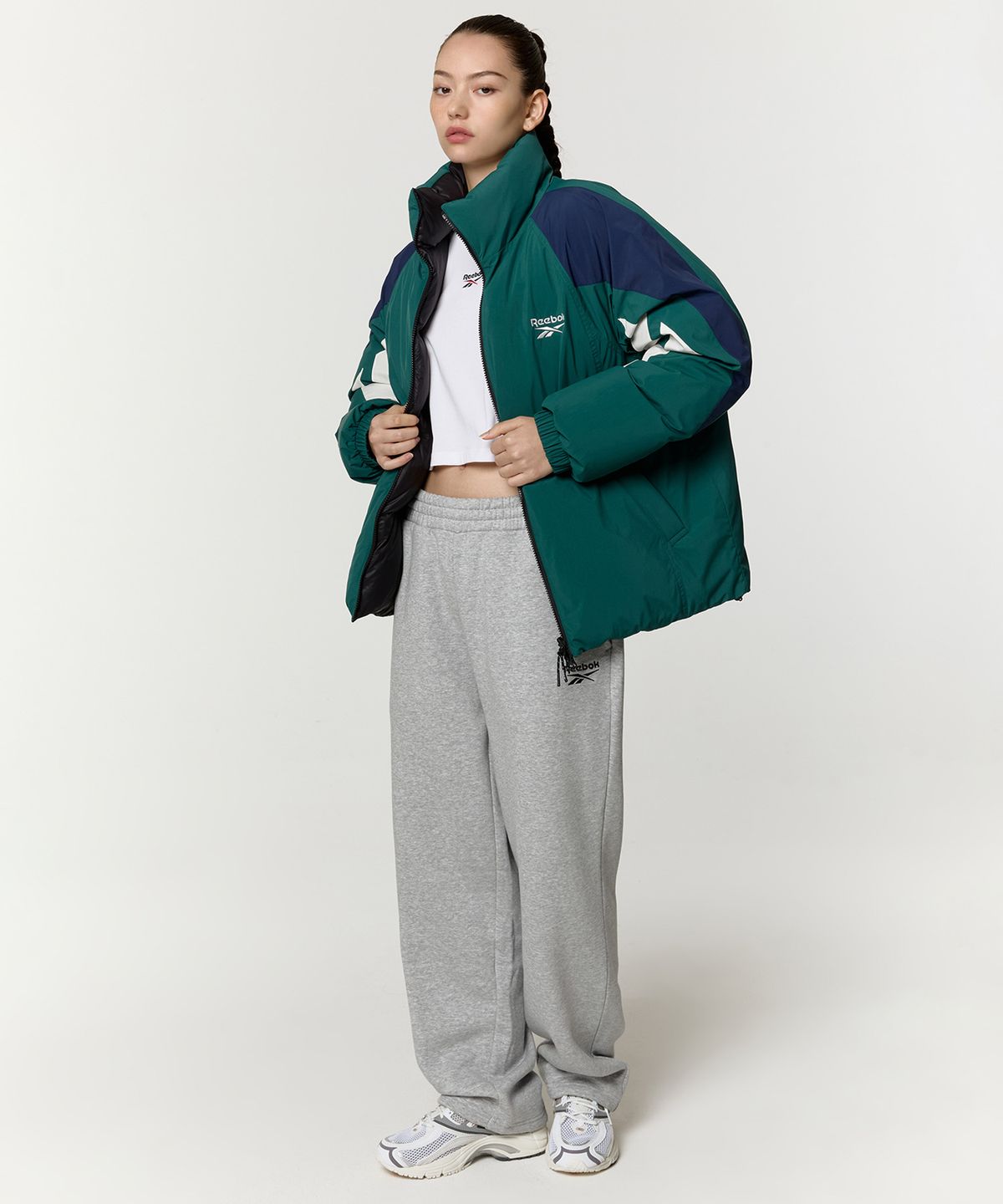 리복(REEBOK) 벡터 리버시블 다운 자켓 - 그린